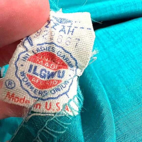 Vintage Schrader Sport New York Dress Teal Long Sleeve Collared Midi‎ Women's - Picture 4 of 13